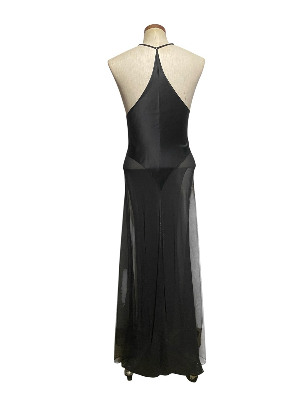 Victoria’s Secret Black Archive Sheer Plunge Slip Dress Sz Small - Picture 9 of 15